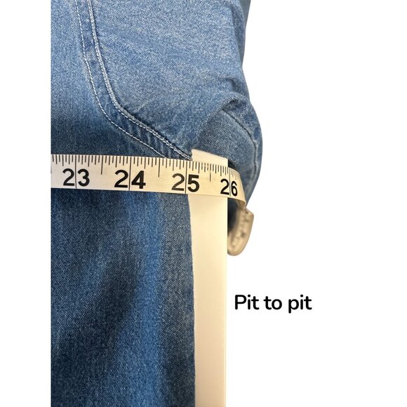 Vintage Quizz Again & Co. Denim Button-Up Shirt With Embroidered Plaid Scottie D - Picture 8 of 10